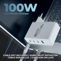 prio 100W GaN Power Ladegerät PD PPS (USB-C) + QC 3.0 (USB-A) weiß