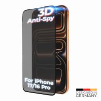 prio 3D Anti-Spionage-Schutzglas für iPhone 17 / 16 Pro (6,3 Zoll) schwarz