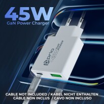 prio 45W GaN Power Ladegerät PD PPS (USB-C) + QC 3.0 (USB-A) weiß