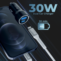 prio Fast Charge Autoladegerät 30W PD (USB C) + 30W (USB A) schwarz
