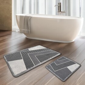 Miqna 2-piece non-slip bath mat Set , washable (60x100 &amp;amp; 50x60 cm)