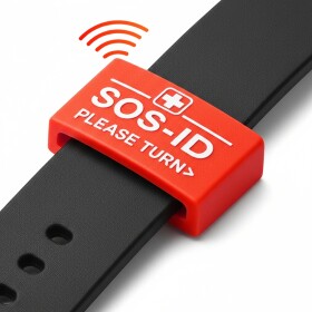 SOS ID wristband. Innovative and comfortable to wear. Red
