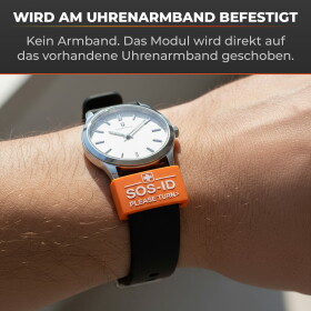 SOS-ID Armbandschlaufe. Innovatief en angenehm zu tragen. Oranje