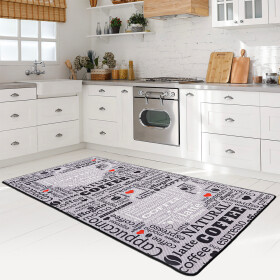 miqna Modern Kitchen Rug Gel Runner Grey White Natural Coffee Design