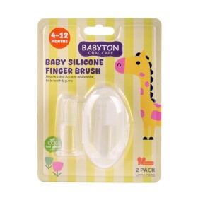 Babyton siliconen vingertandenborstel voor baby's, dubbelzijdig, BPA-vrij, zacht