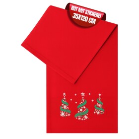 Christmas table runner red with Christmas tree embroidery 35x120, Christmas decoration