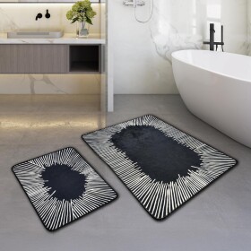 Miqna 2-piece non-slip bath mat Set , washable (60x100 &amp;amp; 50x60 cm)