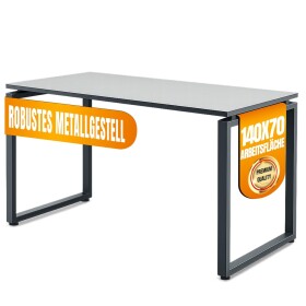 MMX METAL bureau, lichtgrijs blad, zwart frame, 140x70