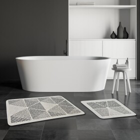 Miqna 2-piece non-slip bath mat Set , washable (60x100 &amp; 50x60 cm)