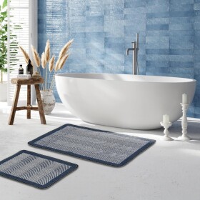 Miqna 2-piece non-slip bath mat Set , washable (60x100 &amp;amp; 50x60 cm)