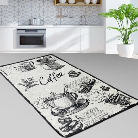 miqna Modern Kitchen Rug Gel Runner Grey White Black Coffee Design