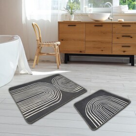 Miqna 2-piece non-slip bath mat Set , washable (60x100 &amp;amp; 50x60 cm)