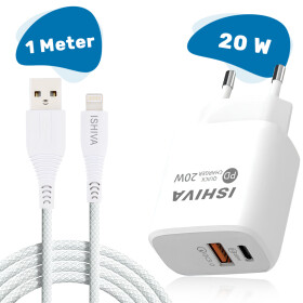 UFUZON Ishiva USB-C Adapter Charger USB Plug – Lightning USB Cable – 20W