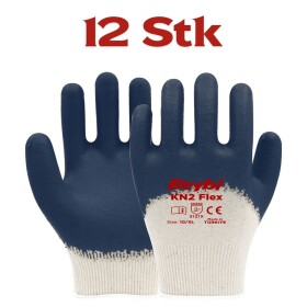 Beybi | 12 pairs of work gloves - cotton, 3/4 nitrile coated
