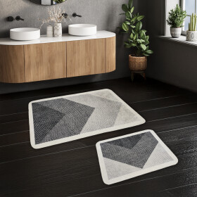 Miqna 2-piece non-slip bath mat Set , washable (60x100 &amp;amp; 50x60 cm)
