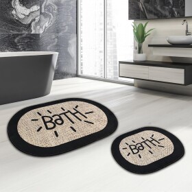 Miqna 2-piece non-slip bath mat Set , washable (60x100 &amp;amp; 50x60 cm)
