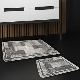 Miqna 2-piece non-slip bath mat Set , washable (60x100 &amp;amp; 50x60 cm)