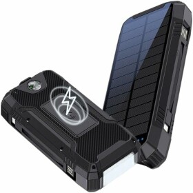 UFUZON Ishiva Solar Power Bank 30000mAh, Wireless Qi 22.5W QC 3.0 USB-C