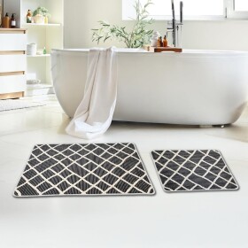 Miqna 2-piece non-slip bath mat Set , washable (60x100 &amp;amp; 50x60 cm)