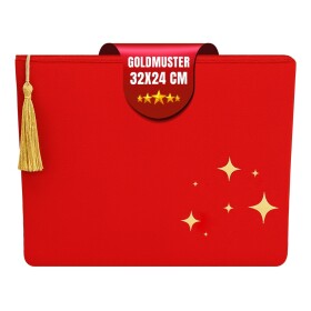 Women&amp;#39;s toiletry bag, cosmetic bag, red, gold patterned, 32 x 24 cm