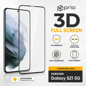prio 3D Tempered Glass Screen Protector for Samsung S21 black