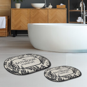 Miqna 2-piece non-slip bath mat Set , washable (60x100 &amp;amp; 50x60 cm)