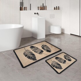 Miqna 2-piece non-slip bath mat Set , washable (60x100 &amp;amp; 50x60 cm)