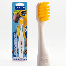 Babyton organic toothbrush made from corn, soft &amp;amp; environmentally friendly, ergonomic handle