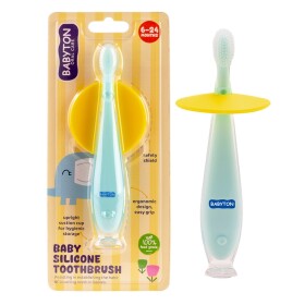 Babyton silicone toothbrush for babies 6-24 months, BPA-free &amp;amp; soft