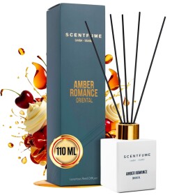 Fragrância de ambiente com varetas perfumadas, difusor, notas de âmbar, almíscar e baunilha, 110 ml