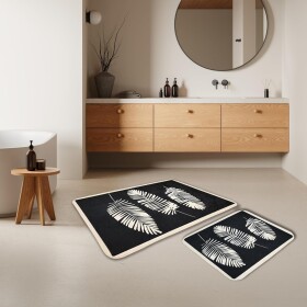 Miqna 2-piece non-slip bath mat Set , washable (60x100 &amp;amp; 50x60 cm)