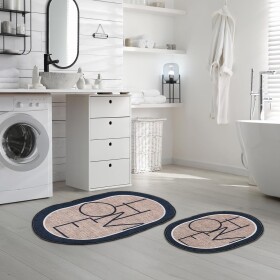Miqna 2-piece non-slip bath mat Set , washable (60x100 &amp;amp; 50x60 cm)