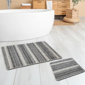 Miqna 2-piece non-slip bath mat Set , washable (60x100 &amp;amp; 50x60 cm)