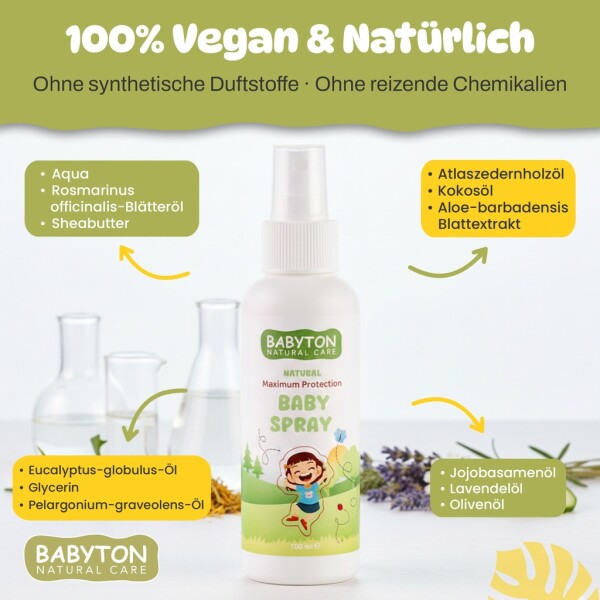 Babyton Organic Protective Baby Spray 100ml – Natural, Vegan, For Sensitive Skin