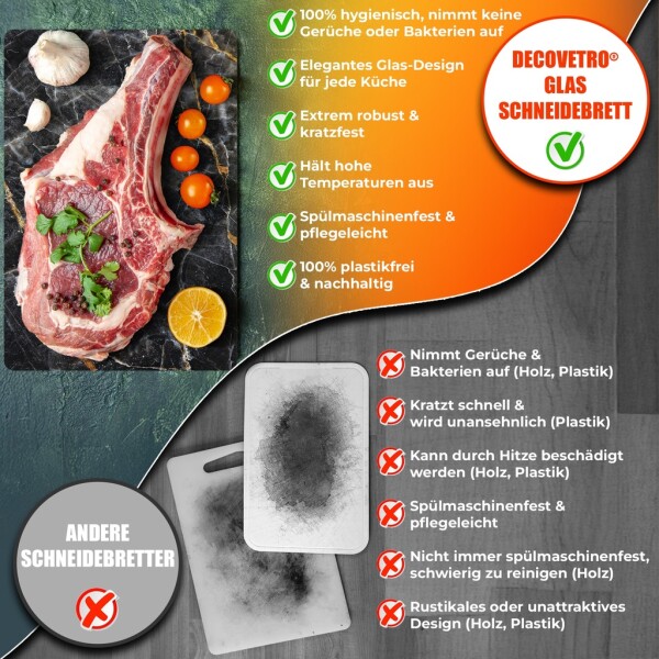 Decovetro Glass Cutting Board | 40x30cm | Glass Cutting Board | Easy to clean