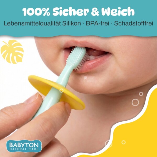 Babyton silicone toothbrush for babies 6-24 months, BPA-free & soft