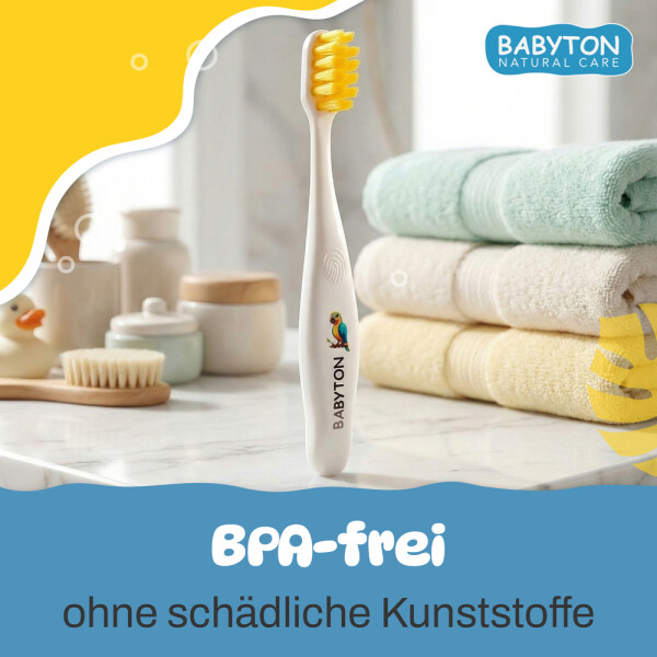 Babyton organic toothbrush made from corn, soft & environmentally friendly, ergonomic handle