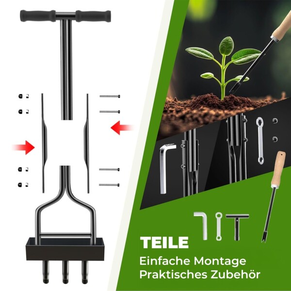 Kedoxi Manual Lawn Aerator 3 Tines, 38in Aerator for Garden & Yard