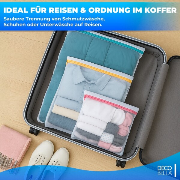 Zippered laundry bag Set 3, 40x60cm, 35x50cm, 30x40cm, laundry net