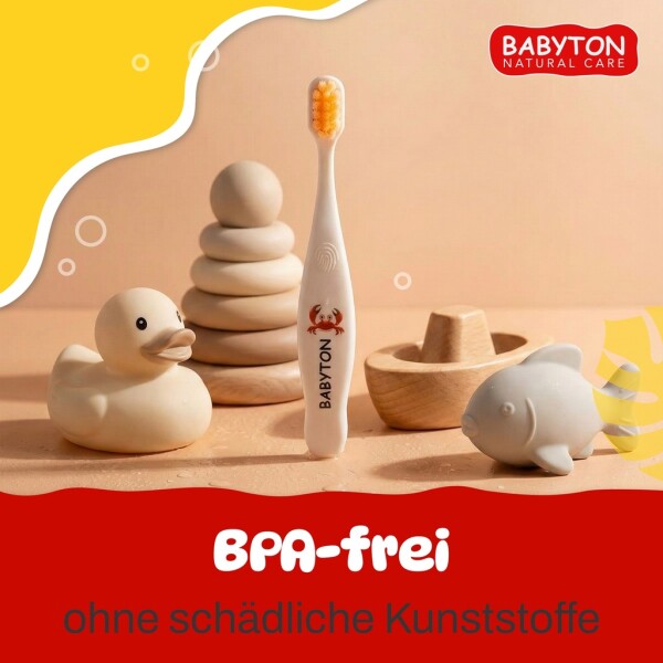 Babyton organic toothbrush made from corn, soft & environmentally friendly, ergonomic handle