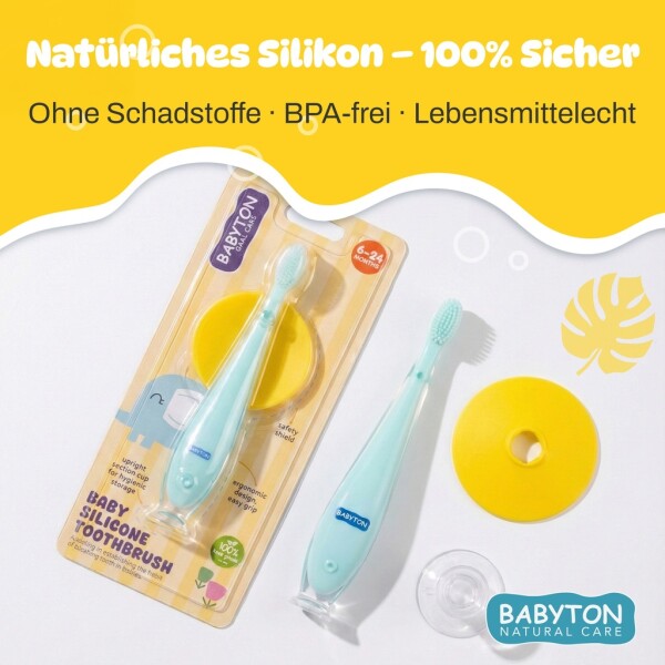 Babyton silicone toothbrush for babies 6-24 months, BPA-free & soft