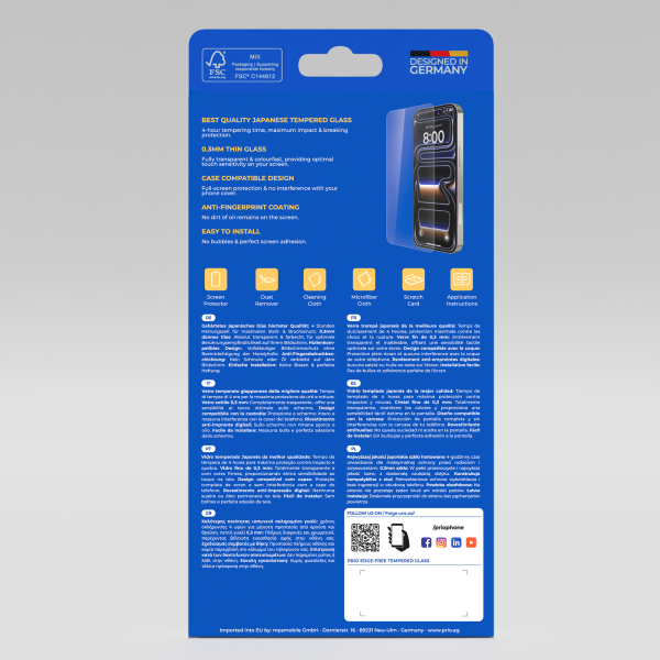 prio Tempered Glass Screen Protector for iPhone 17e/16e clear