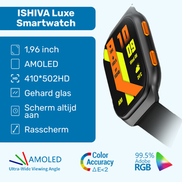 UFUZON Ishiva Smartwatch 1.96 inch AMOLED HD Display for with Bluetooth telephony