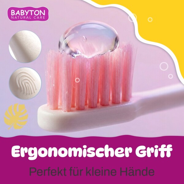 Babyton organic toothbrush made from corn, soft & environmentally friendly, ergonomic handle