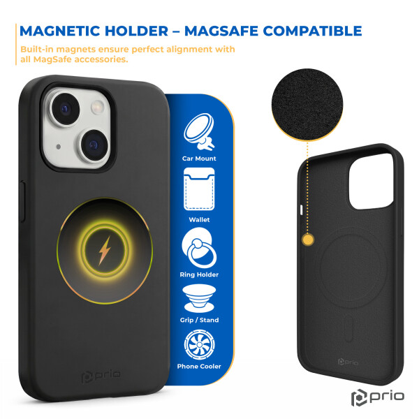 prio Silikonschutzhülle MAG für iPhone 14 / 13 schwarz | Case, Cover, Gehäuse