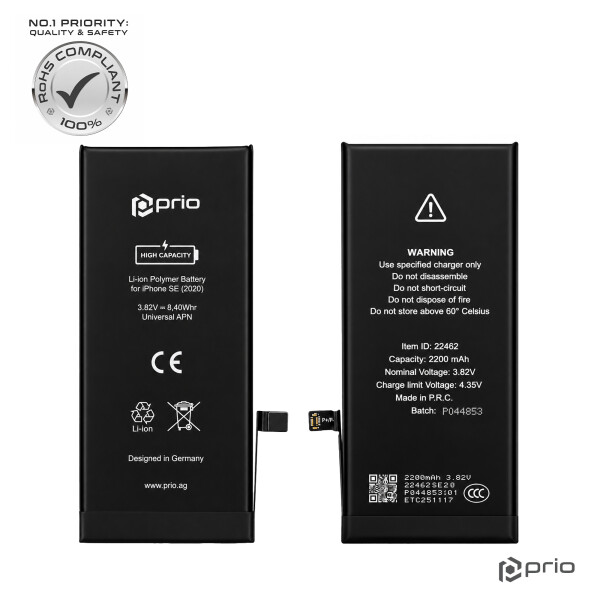 Batterie haute capacité prio pour iPhone SE (2020) (2200 mAh) - APN universel -