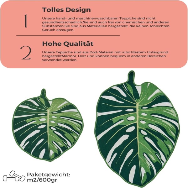 Miqna 2-piece non-slip bath mat Set , washable (60x100 & 50x60 cm)
