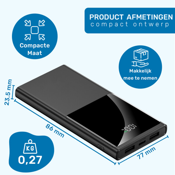Ufuzon Power Bank 10000 mAh, PD 22.5W Fast Charging QC 3.0 USB C