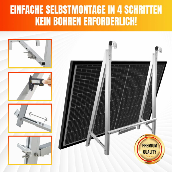 PV UNIVERSAL BRACKET COMPLETE SET FOR MOUNTING ONE PV MODULE ON RAILING/WALL