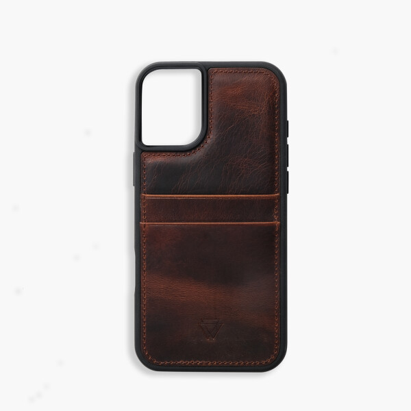 Étui en cuir Wachikopa pour iPhone 17 avec emplacement pour carte et protection